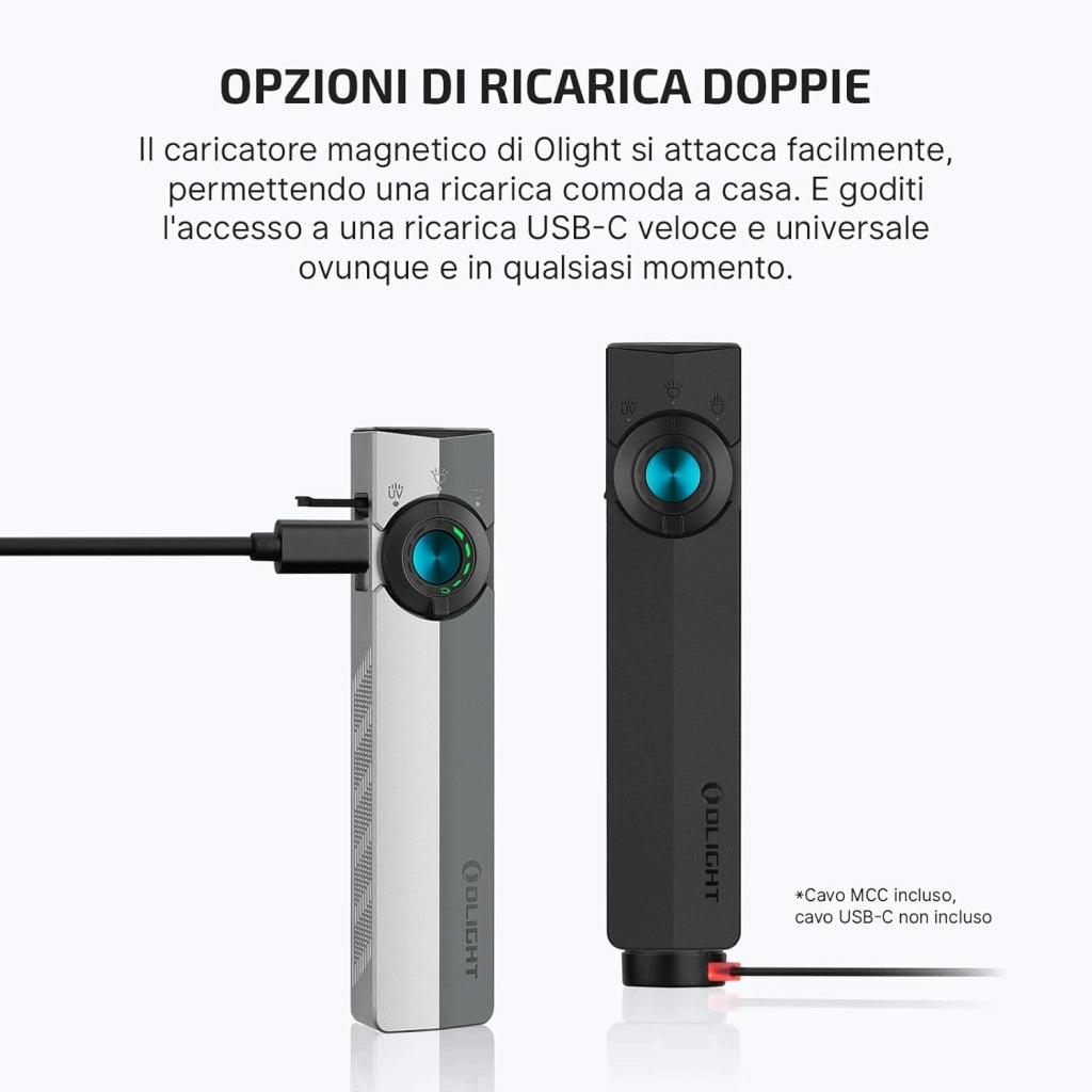 ArkPro 1.500 Lumen Torcia Piatta con Luce Diffusa Pura, Concentrata, UV e Verde, con Due Opzioni di Ricarica, per Attività All'aperto, Rilevamento e Indicazione (Nero)