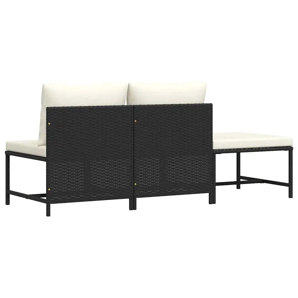 Salotto da Giardino-Set Divani da Giardino 3 pz con Cuscini in Polyrattan Nero 562318