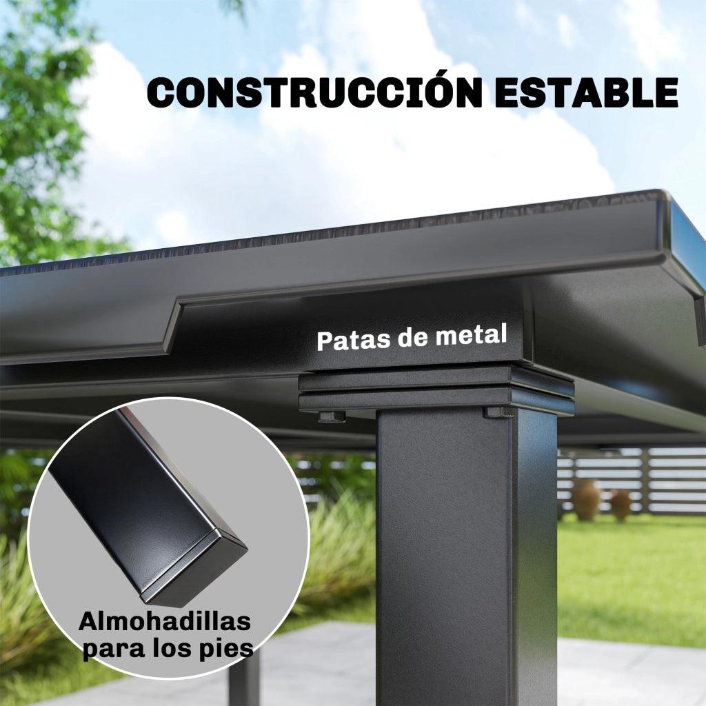 Tavolo da pranzo da giardino per 6 persone ¨C zephmum ¨C struttura in metallo piano in HDPE nero 120x90x74 cm