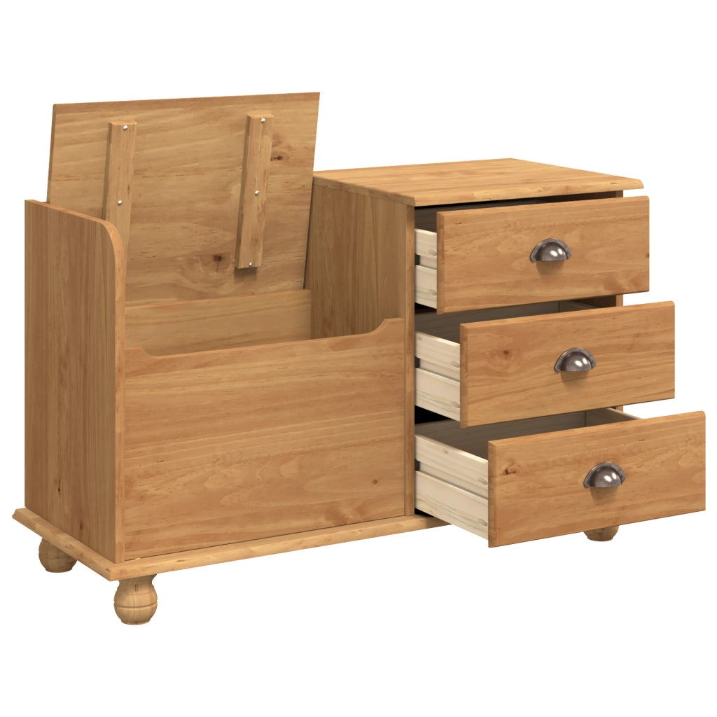 Panchina di Stoccaggio "ASKIM" Marrone 100x39x62 cm Legno Massello Pino
