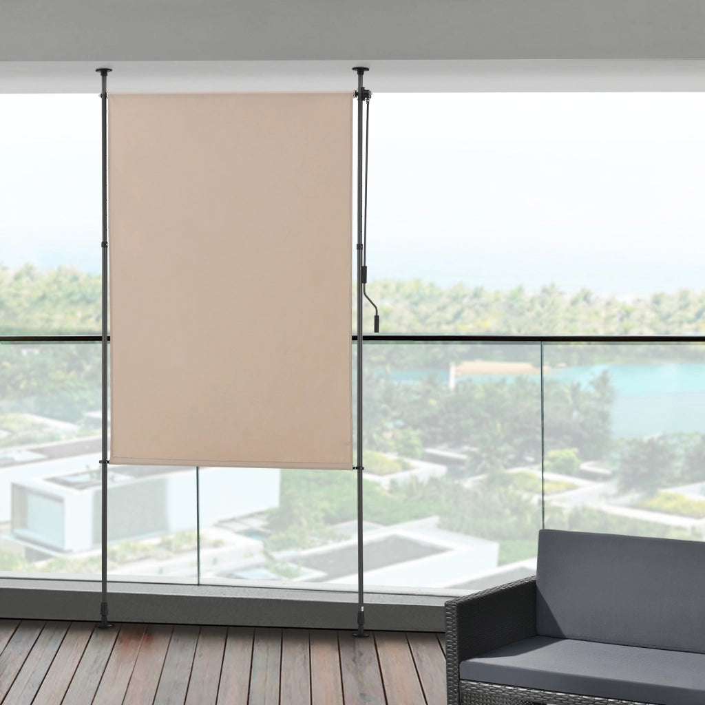 Schermo Verticale Cimarra da Balcone con Pali Telescopici Tenda Parasole Larga 150 cm color Sabbia pro.tec