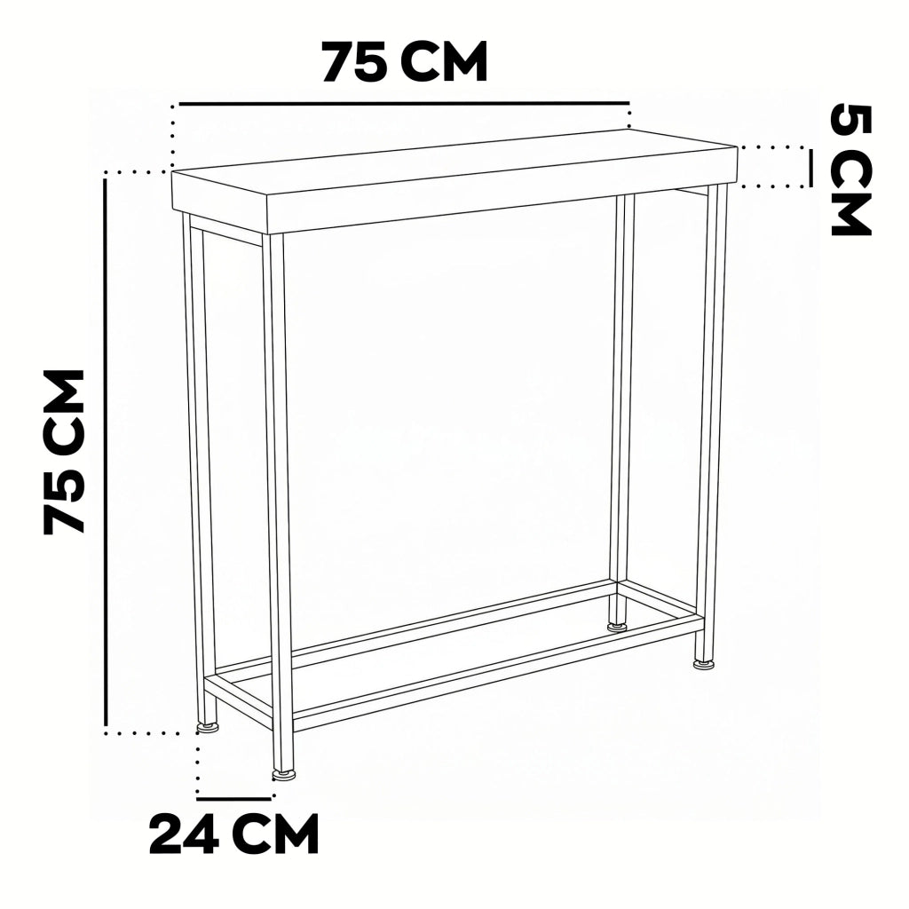 Nikki - Consolle ingresso soggiorno rettangolare 75x75x24 cm stile industrial in metallo e MDF  bleach