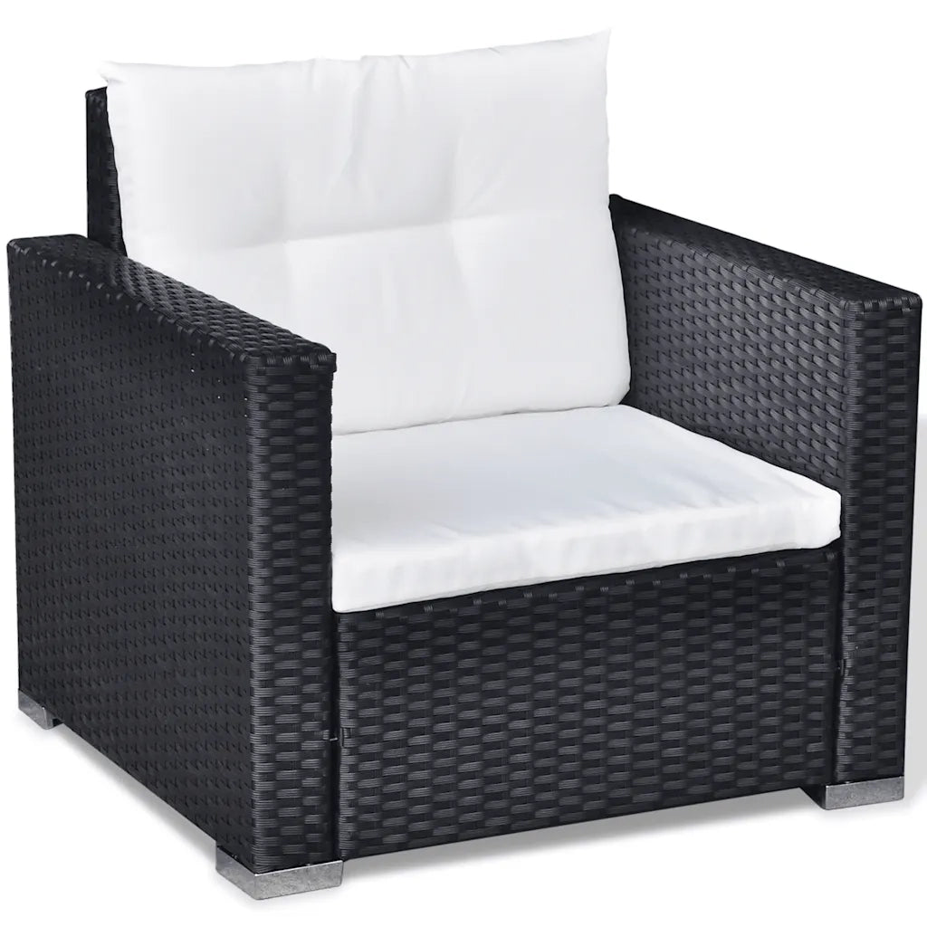Set Divani da Giardino 6 pz con Cuscini in Polyrattan Nero 42743