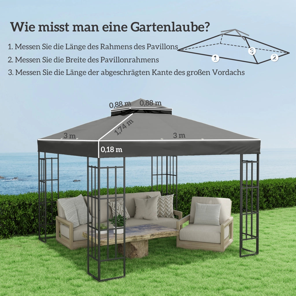 Tenda da giardino 3x3 metri ¨C zephmum ¨C grigio scuro UPF30+