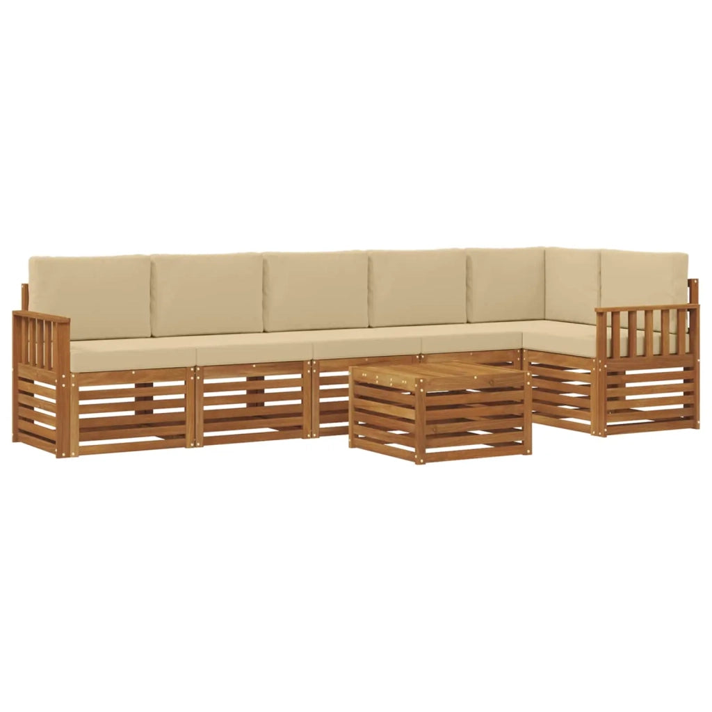 Set divano sezionale con cuscino 7 pcs Naturale e Beige 3374923