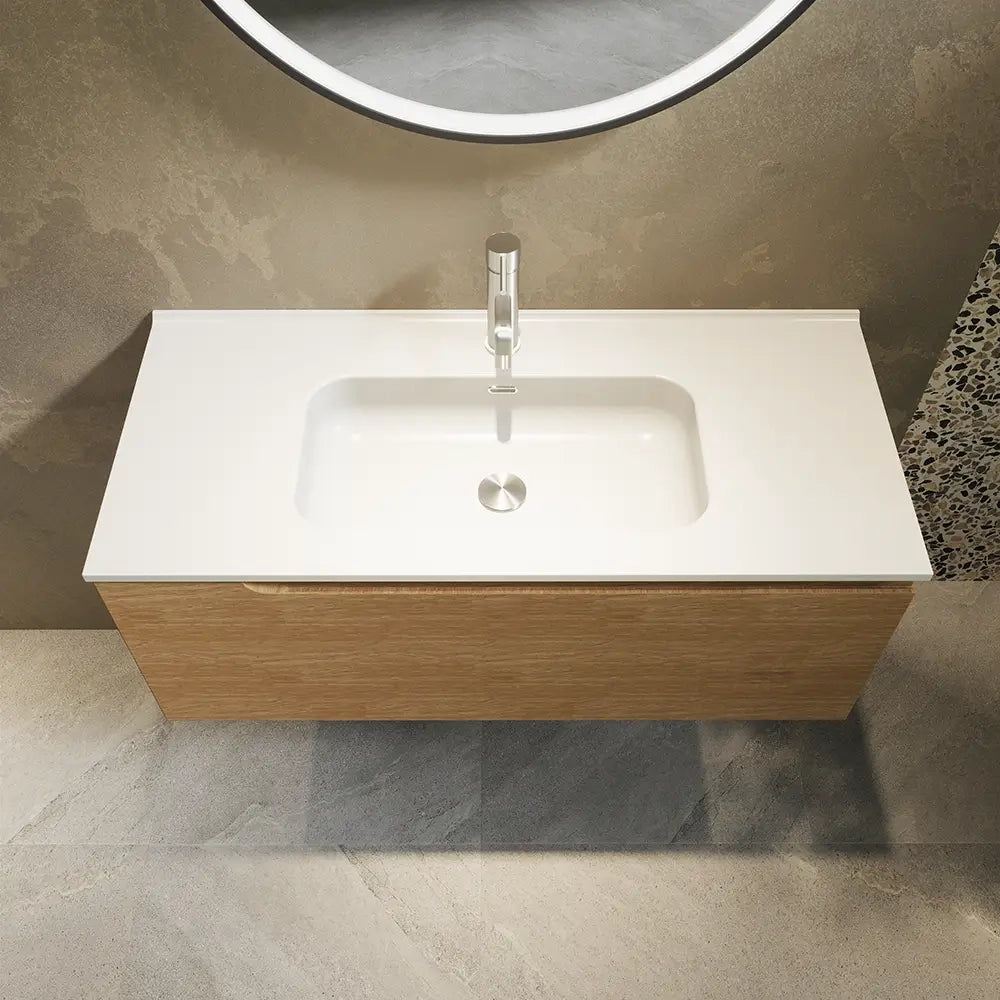 Mobile bagno sospeso 70 cm un cassetto rovere chiaro con lavabo  | Moor