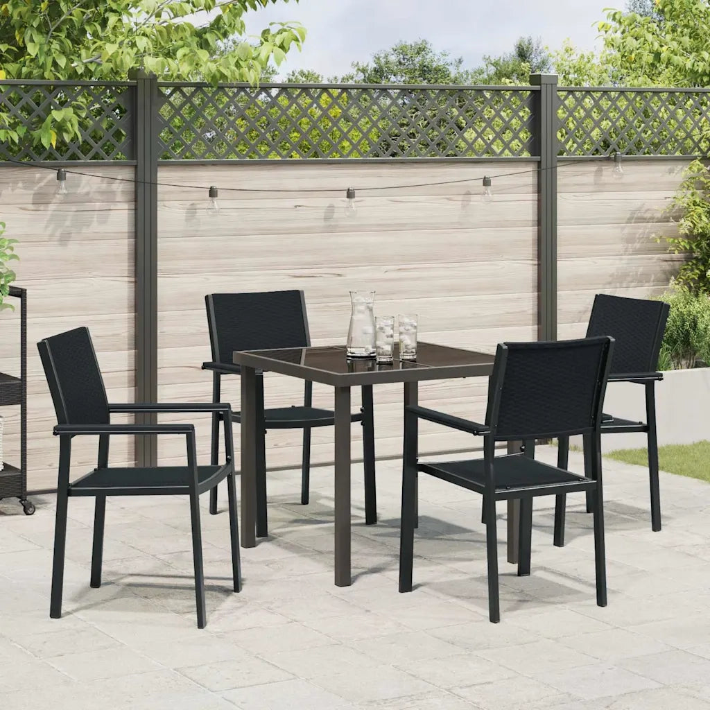Set da Pranzo per Giardino 5 pcs Nero