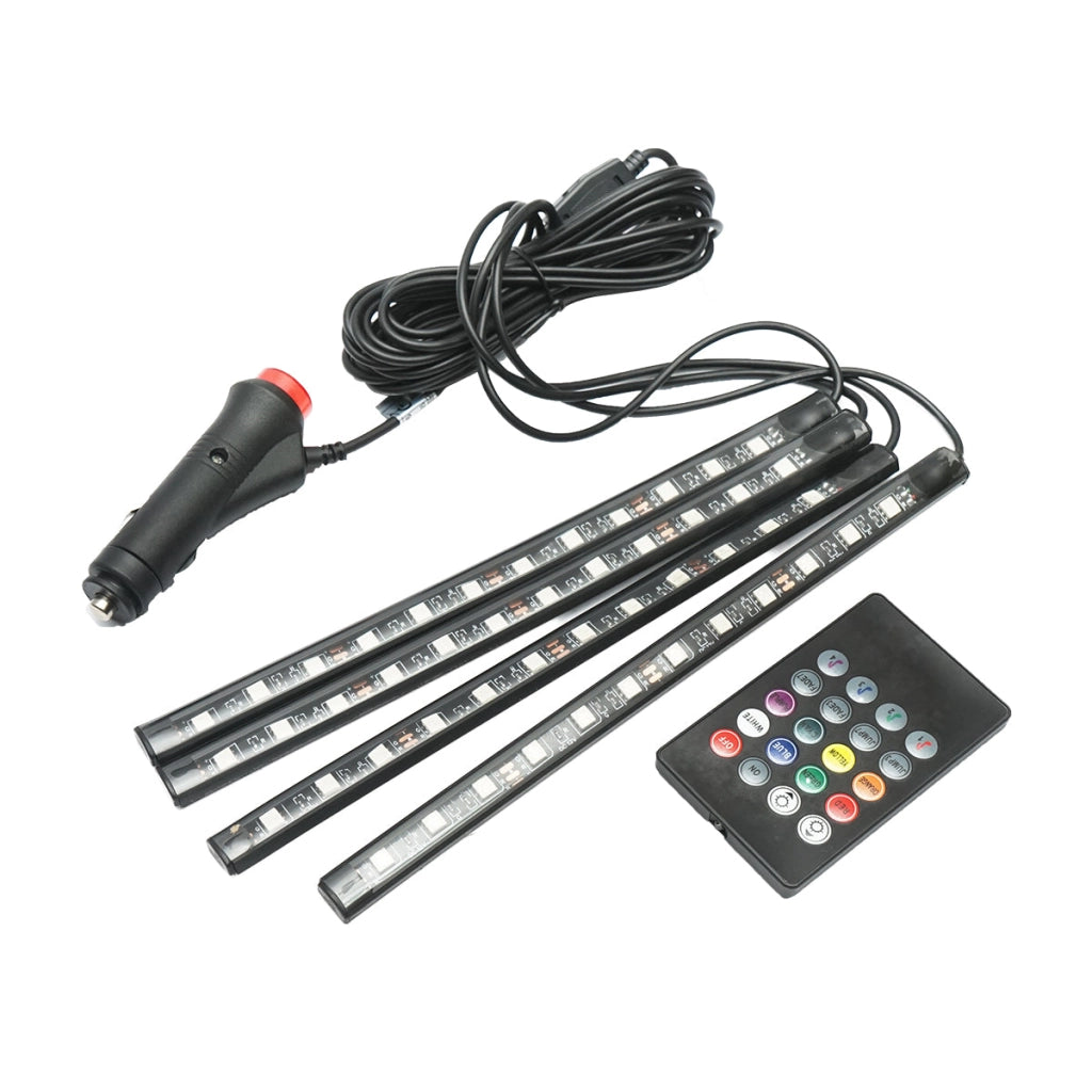 Striscia luminosa ambientale a LED per auto 12V con telecomando, controllo musicale 4x267mm RGB