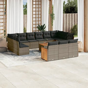 Set Divani da Giardino 14pz con Cuscini in Polyrattan Grigio 3228146