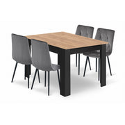 Set Sala da Pranzo Libra con Tavolo Craft e 4 Sedie in Velluto Grigio