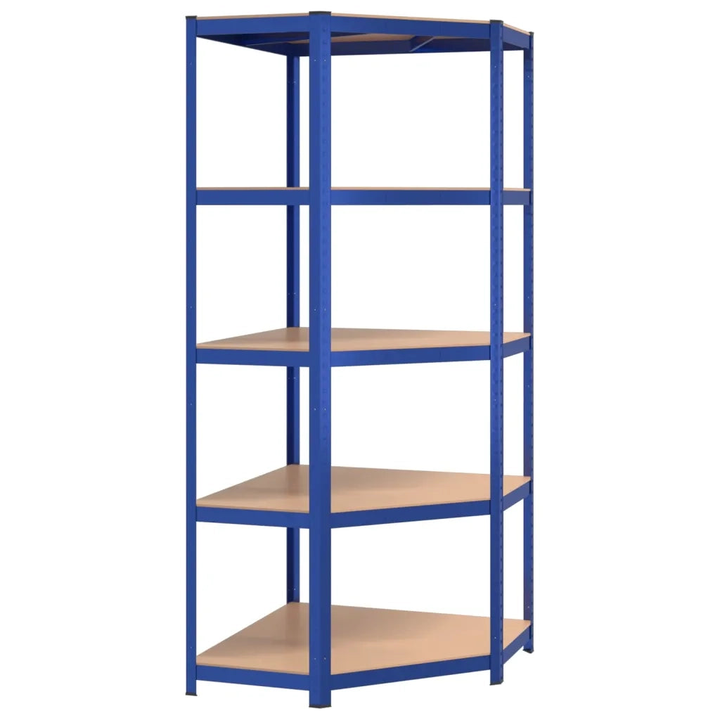 Mensole a 5 Ripiani 2pz Blu in Acciaio e Legno Multistrato cod mxl 39053