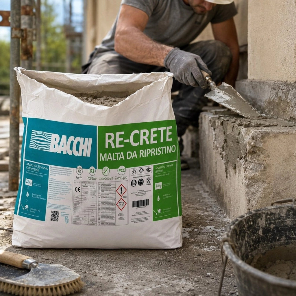 Bacchi re-crete malta cementizia tixotropica fibrorinforzata antiritiro 18 kg