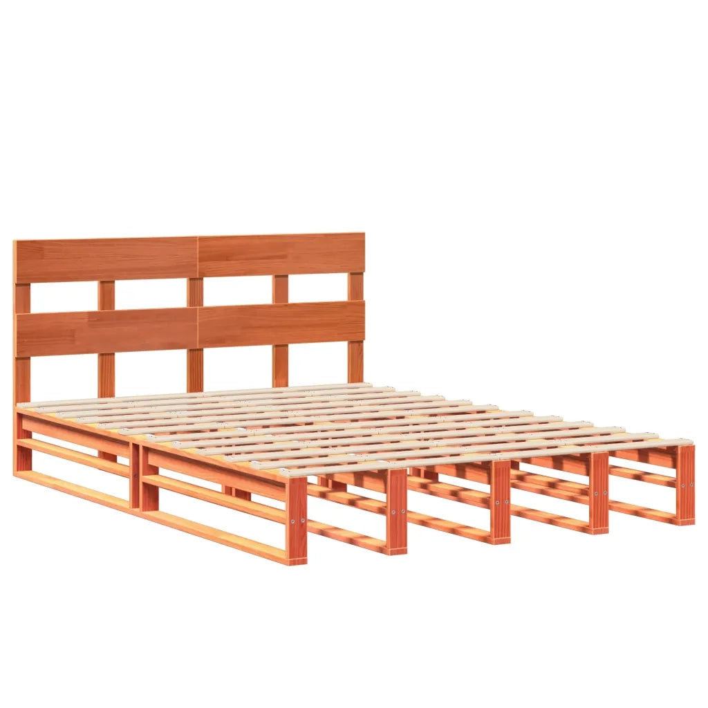 Giroletto senza Materasso-Struttura Letto Marrone Cera 140x200cm Massello Pino 430219