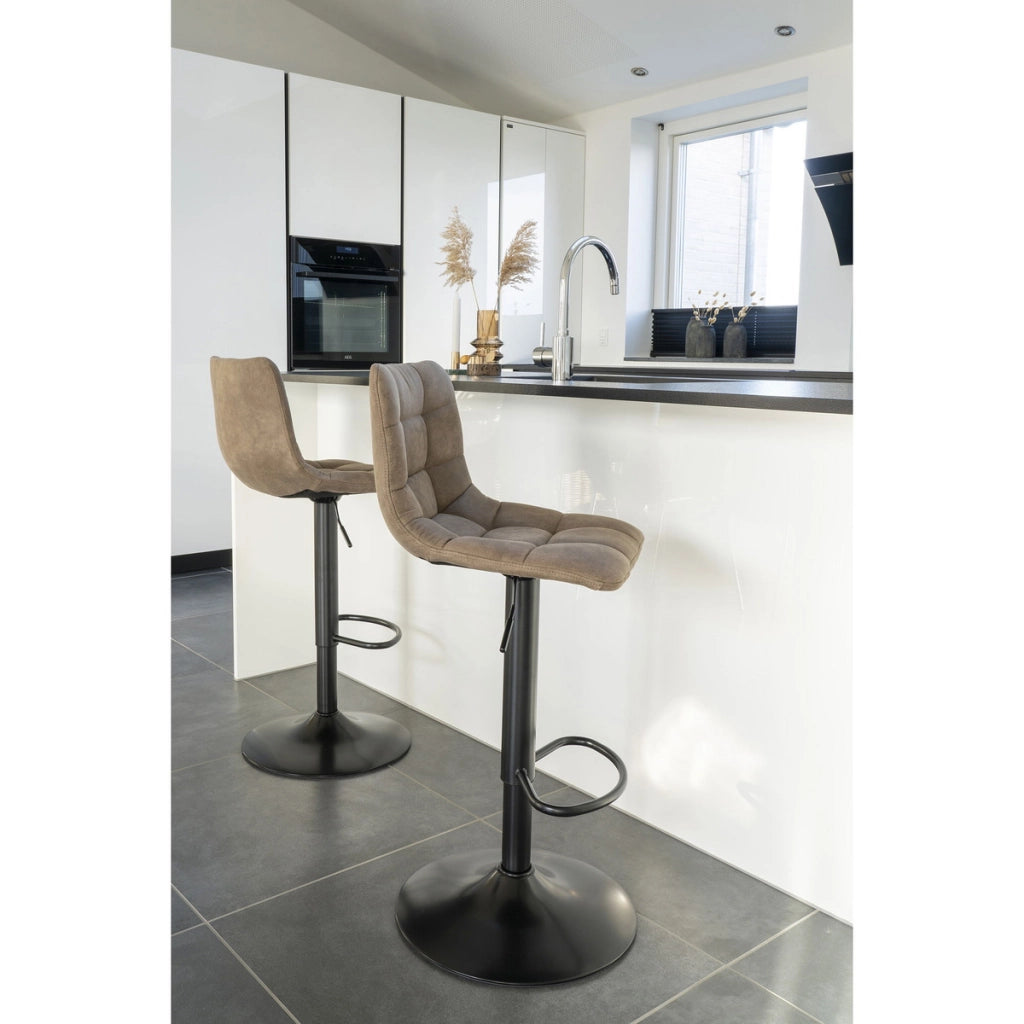 Set di 2 Sgabelli Alti Middelfart, Marrone, Microfibra, 43x43x108 cm