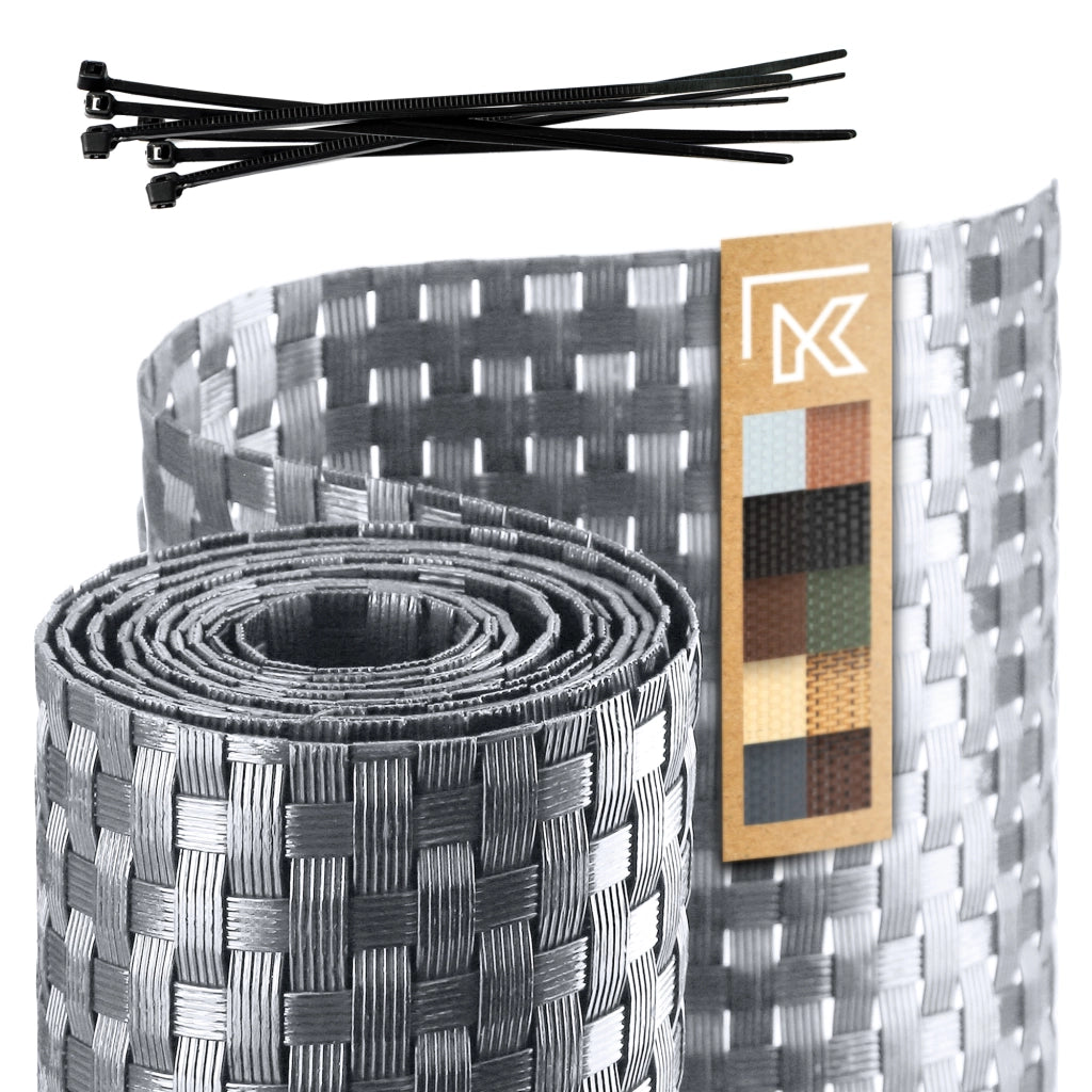 Nastro di recinzione grigio KADAX per pannelli di recinzione 19 cm 2,55 m Copertura per recinzione
