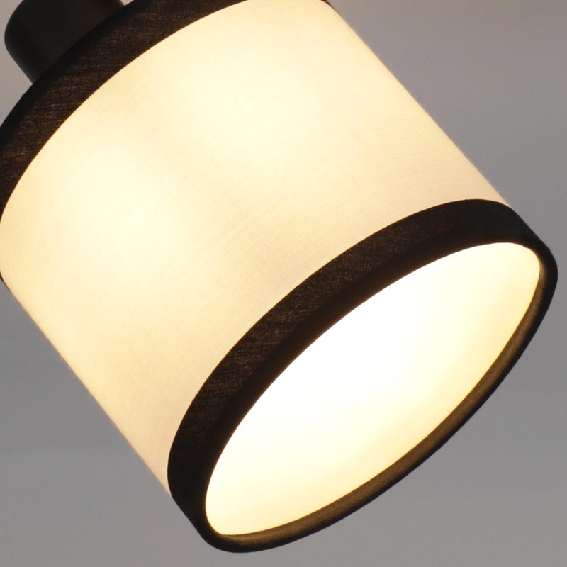 ZMH Faretto da soffitto neri 4 luci E14 tessuto vintage girevoli 350° per camera letto soggiorno cucina senza lampadina