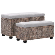 Panca pouf sgabello mobile panca 2 pezzi grigio giacinto d'acqua 3002178