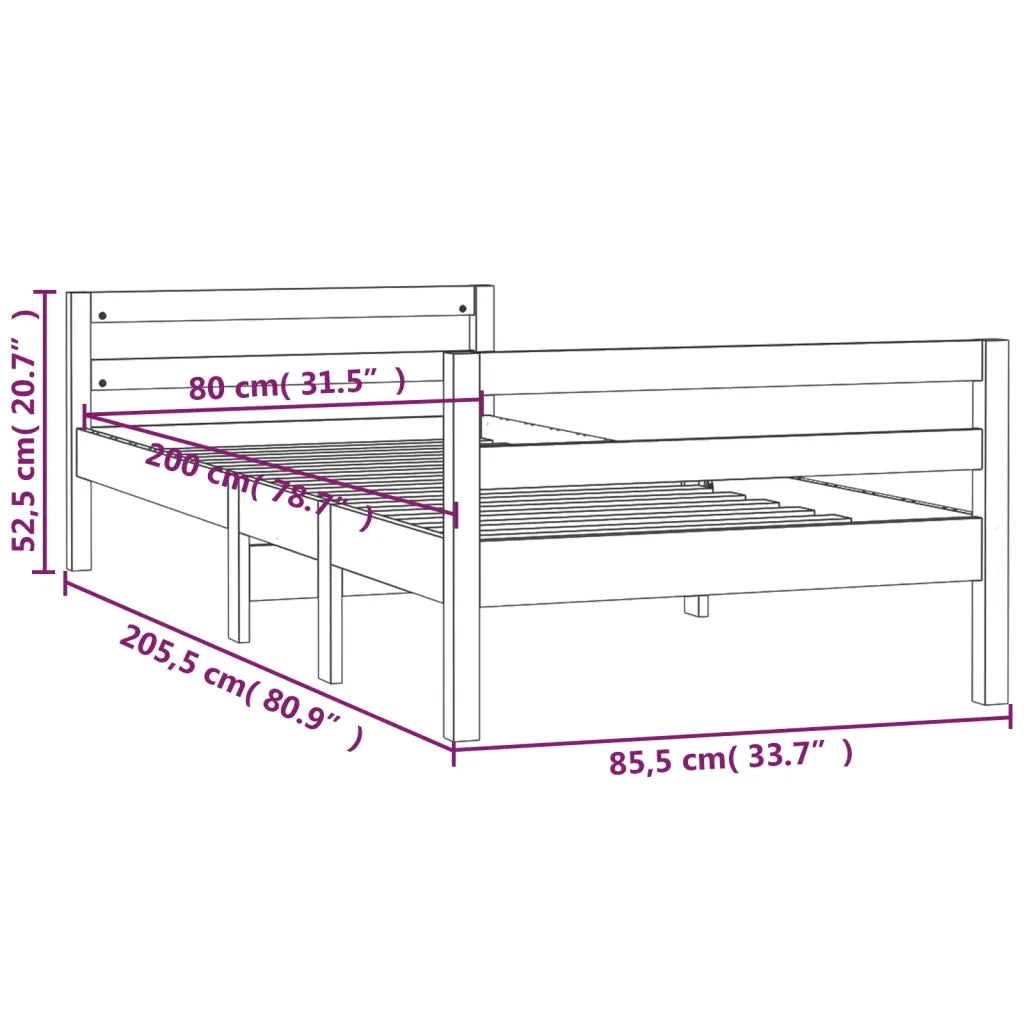 Giroletto senza Materasso Bianco 80x200 cm Legno Massello Pino 821630