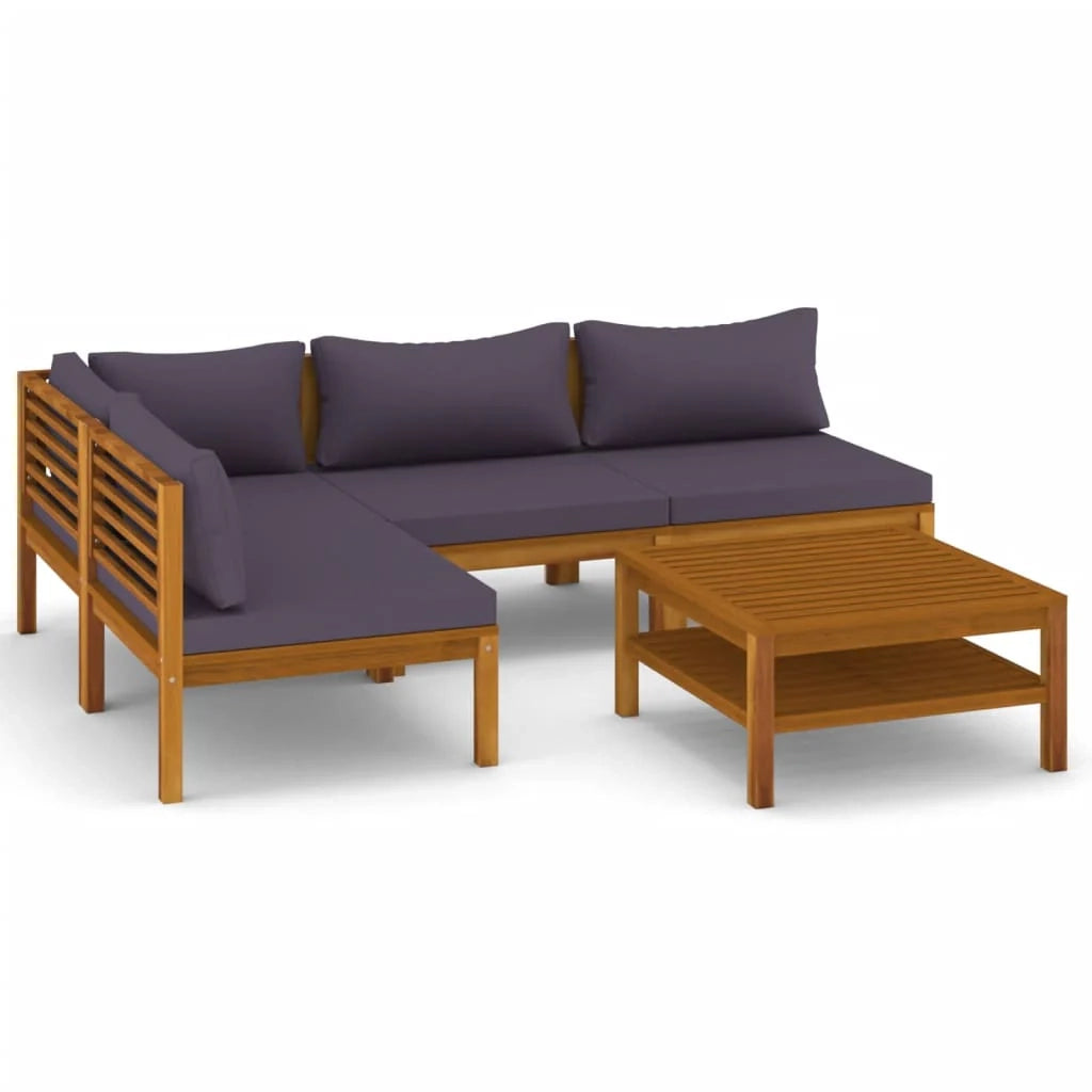 Set di mobili da giardino mobili da esterno 5 pezzi con cuscini legno massello di acacia 02_0016290