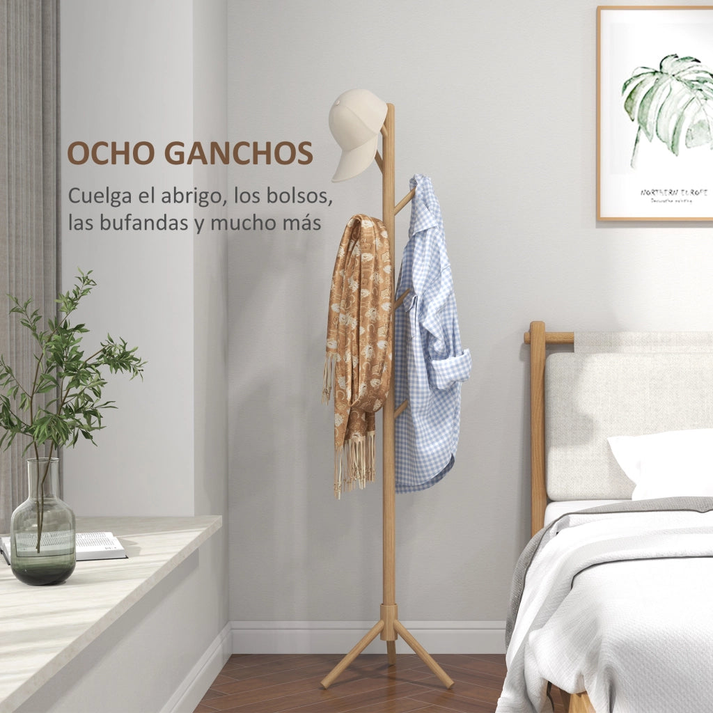 Appendiabiti a forma di albero ¨C Xylo ¨C legno naturale con 8 ganci, 40x40x165 cm