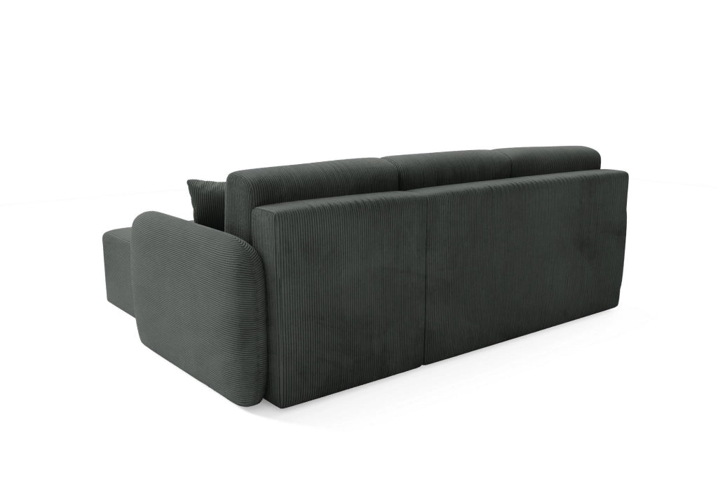 Ranco, Divano Letto con Penisola Contenitore, 245x185 cm Grigio Scuro