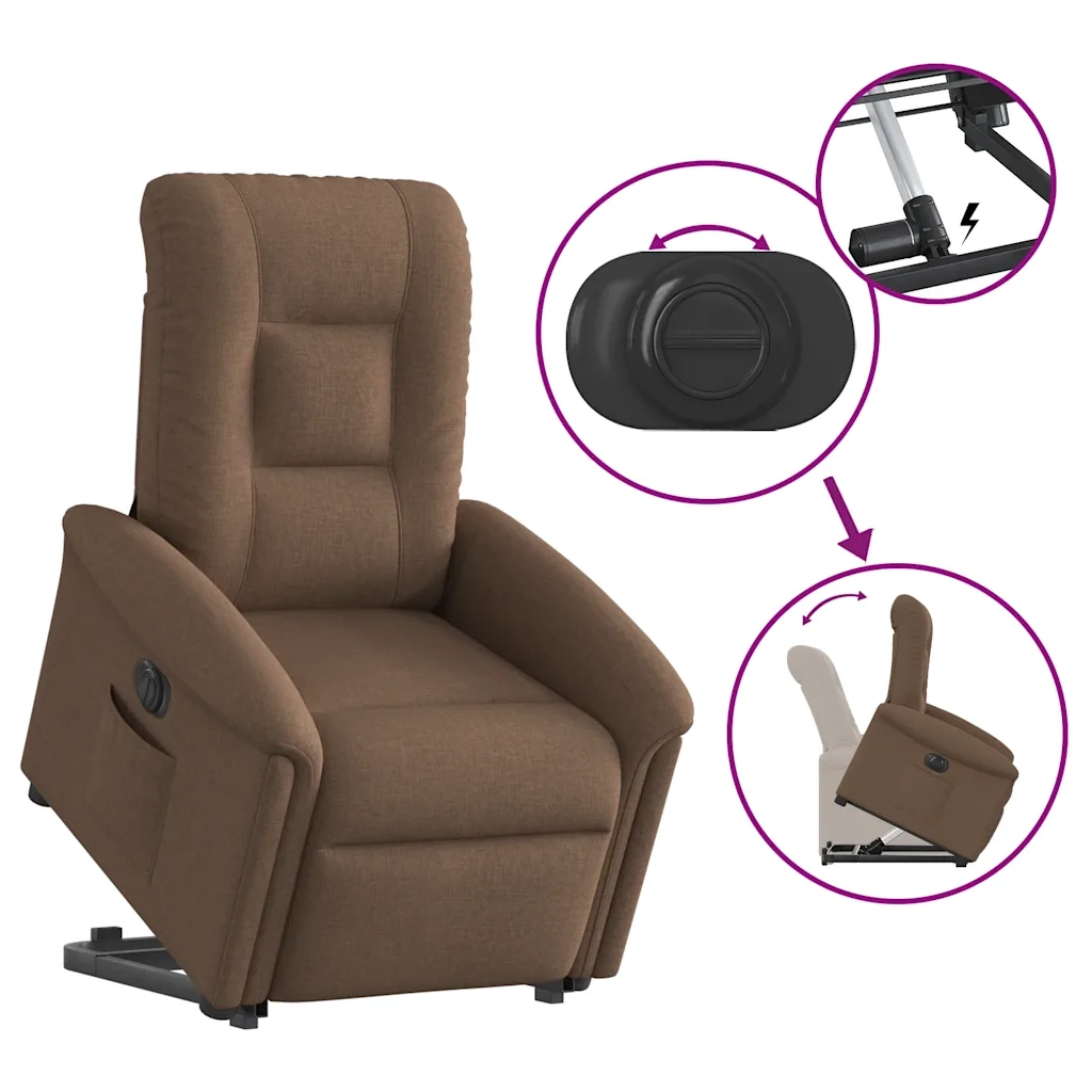 Poltrona Alzapersona Reclinabile Elettrica Marrone Tessuto 3303278