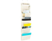 Organizzatore appeso all'uscio, supporto per riviste con cesti di stoffa pieghevoli per archivi, ufficio, casa e scuola (5 cassette/bianco)