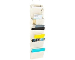 Organizzatore appeso all'uscio, supporto per riviste con cesti di stoffa pieghevoli per archivi, ufficio, casa e scuola (5 cassette/bianco)
