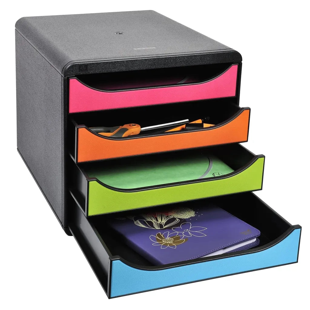 Exacompta Set Cassetti da Scrivania Big-Box "Harlequin" con 4 Cassetti 444583