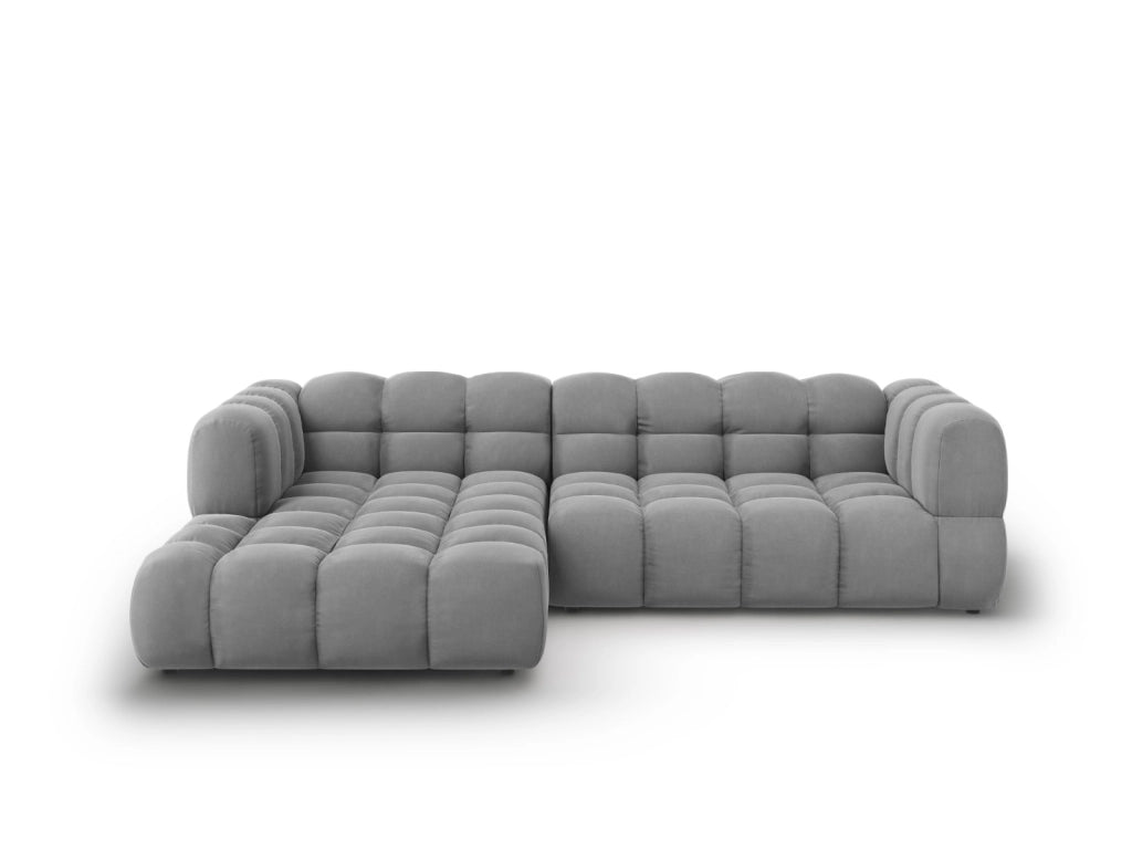 Cosmopolitan Design - Divano angolare modulare sinistro "Sky" 4 posti in velluto grigio chiaro 