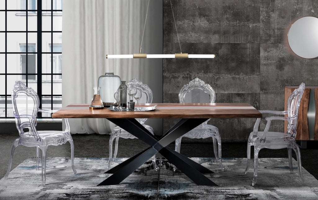 Lampadario in vetro e acciaio oro cm. Ø.3,2 L.92