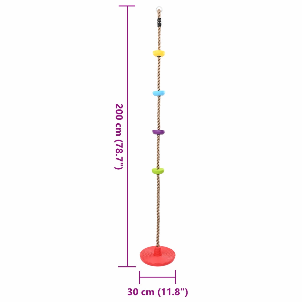 Corda da Arrampicata per Bambini  con Sella a Disco e Piattaforme 200 cm