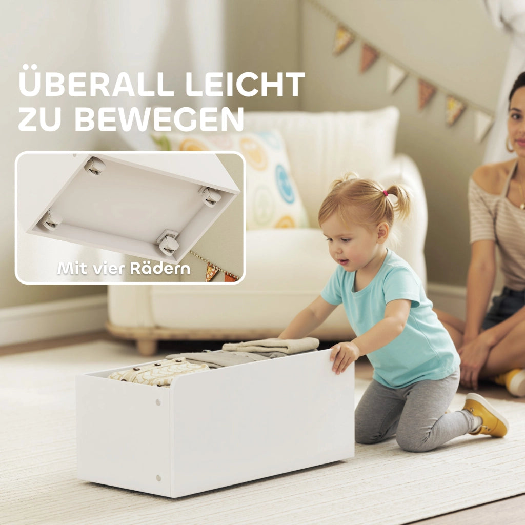 Libreria per bambini con cassetti e rotelle ¨C zephmum ¨C bianco, MDF, 100x30x80 cm