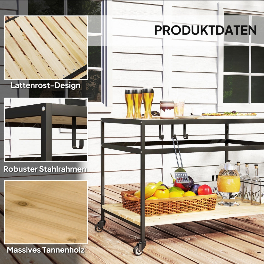 Carrello di servizio industriale ¨C zephmum ¨C nero naturale 107x65x80 cm