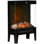 EasyComfort Camino Elettrico 1000W / 2000W con Fiamma LED Realistica e Controllo Temperatura, 40.5x20x62 cm, Nero