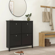 Scarpiera Actinidia, Mobile portascarpe, Armadio da ingresso multiuso, Mobiletto per calzature, 103x25 h103 cm, Nero