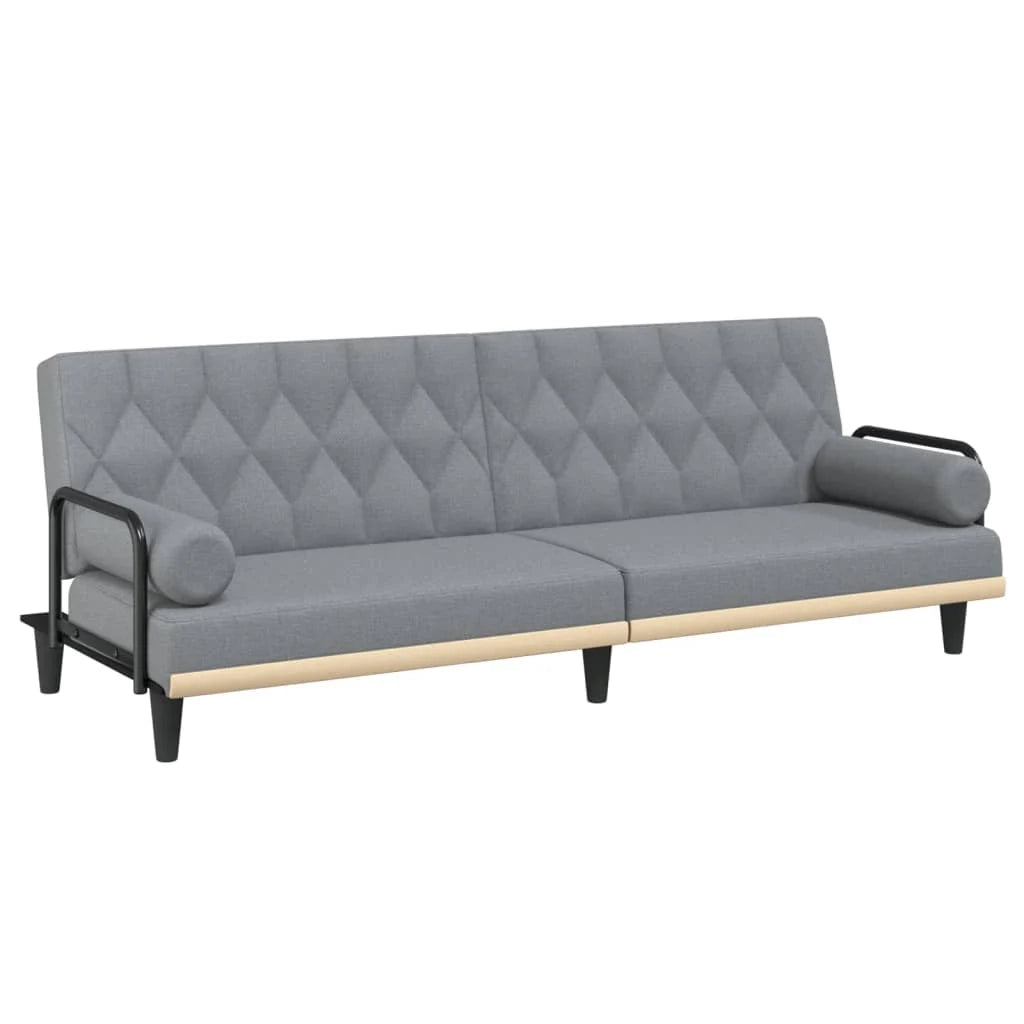 Divano letto con braccioli tessuto grigio chiaro 02_0020408