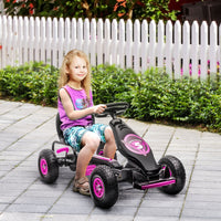 Go Kart a Pedali per Bambini 5-12 Anni 121x58x61 cm in Metallo e PP Rosa e Nero