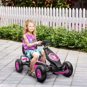 Go Kart a Pedali per Bambini 5-12 Anni 121x58x61 cm in Metallo e PP Rosa e Nero