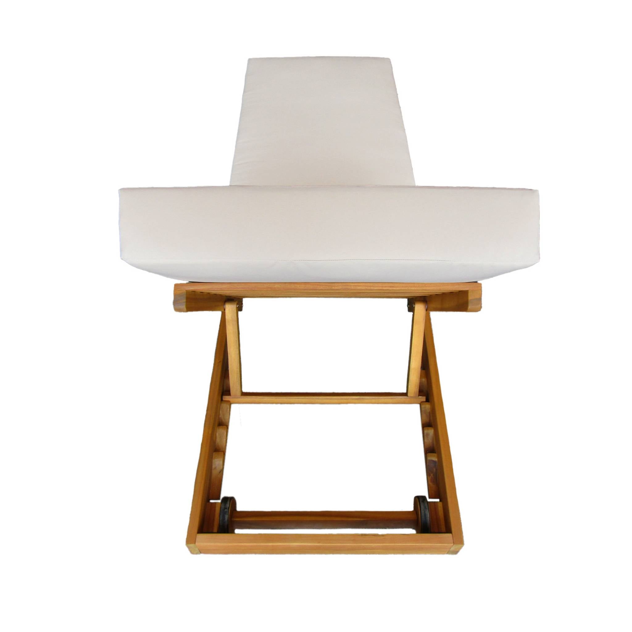 Set di 2 lettini prendisole in acacia e poliestere, 3 posizioni, beige