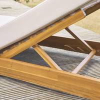 Set di 2 lettini prendisole in acacia e poliestere, 3 posizioni, beige