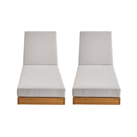 Set di 2 lettini prendisole in acacia e poliestere, 3 posizioni, beige