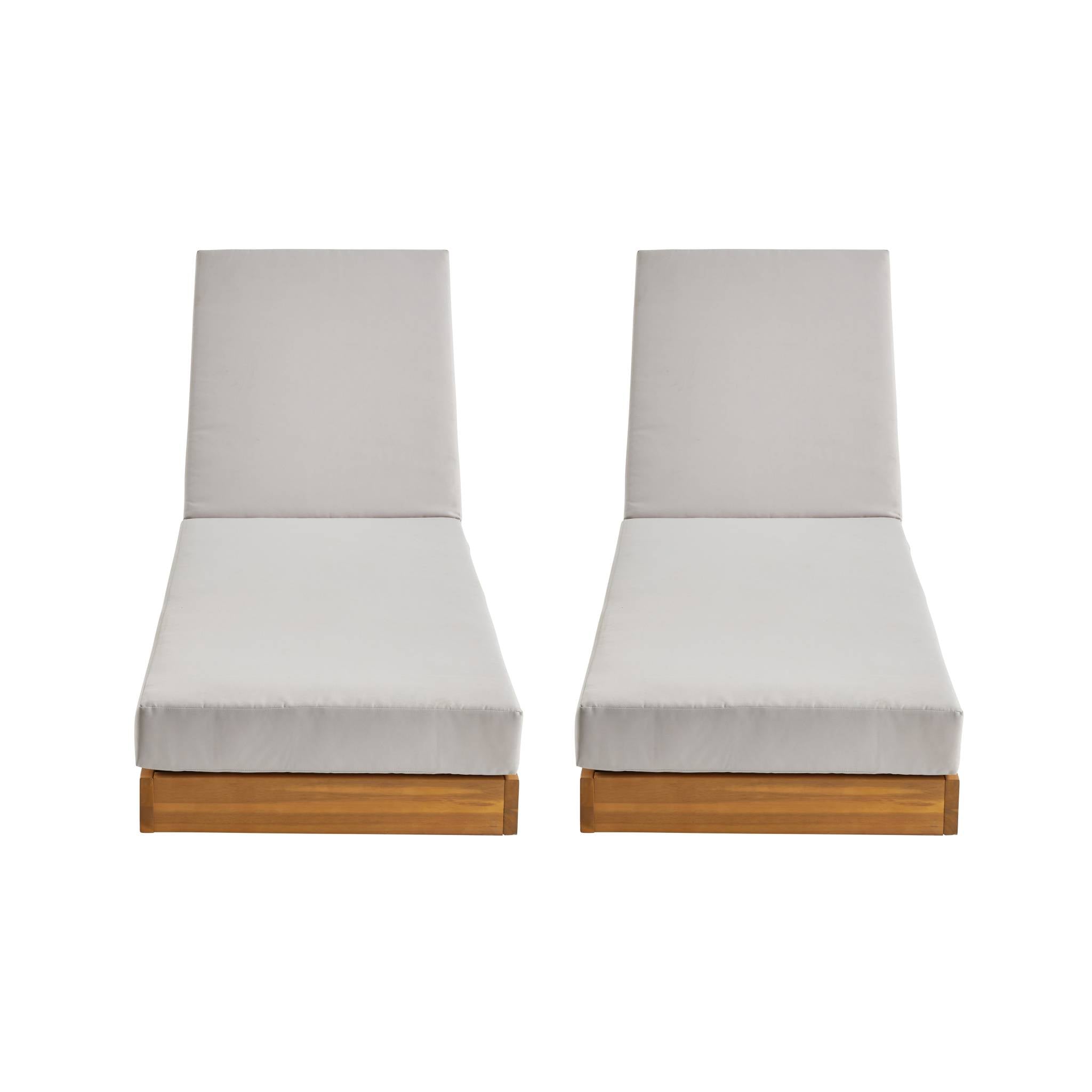 Set di 2 lettini prendisole in acacia e poliestere, 3 posizioni, beige