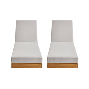 Set di 2 lettini prendisole in acacia e poliestere, 3 posizioni, beige