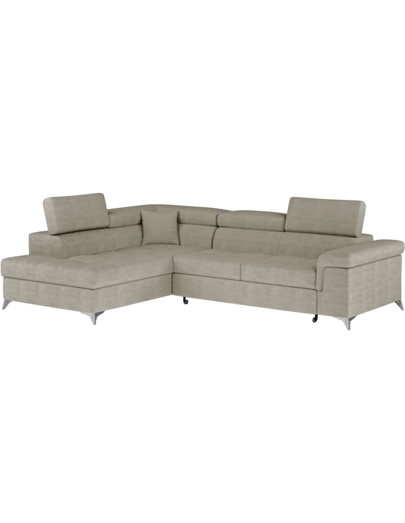 Divano angolare convertibile PALAZZO 4 posti beige – angolo sinistro con vano contenitore