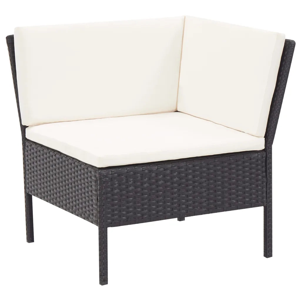 Set Divani da Giardino 3 pz | Set Salotto da Giardino con Cuscini in Polyrattan Nero