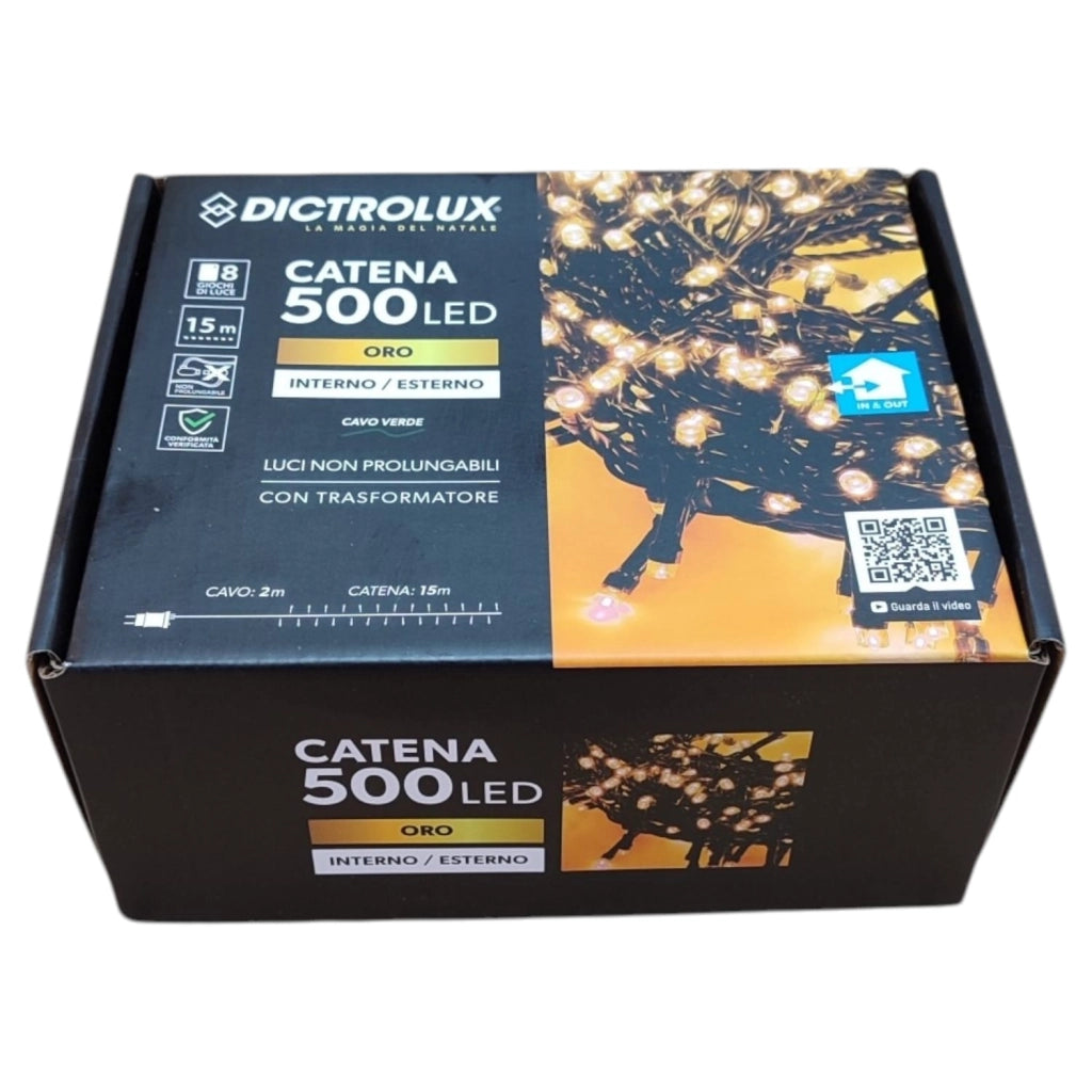 LUCI LED ORO 500 LED 15 MT INTERNO ESTERNO