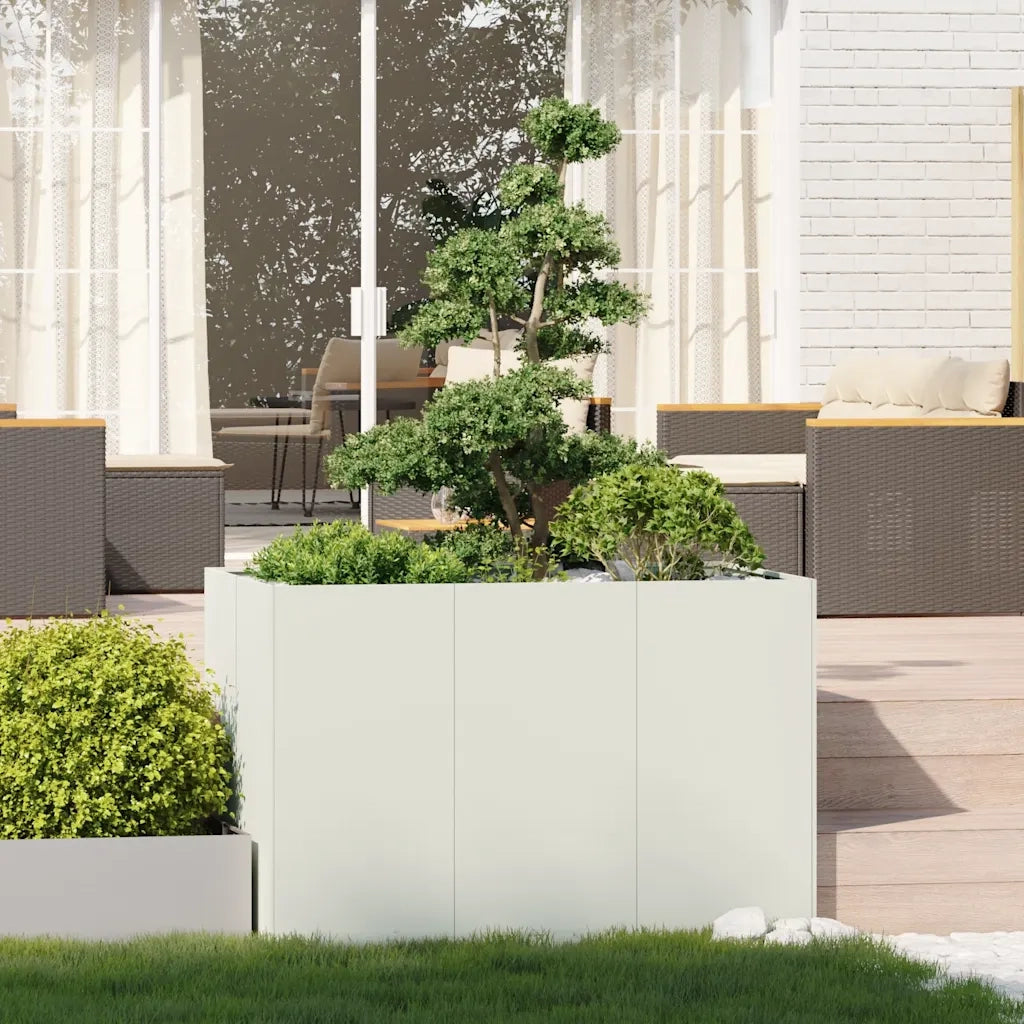 Fioriera-Vaso-Contenitore per Piante Bianca 120x80x80 cm in Acciaio