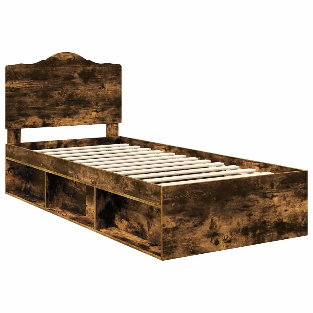 Struttura del letto Rovere fumé 100 x 200 cm Pino massello
