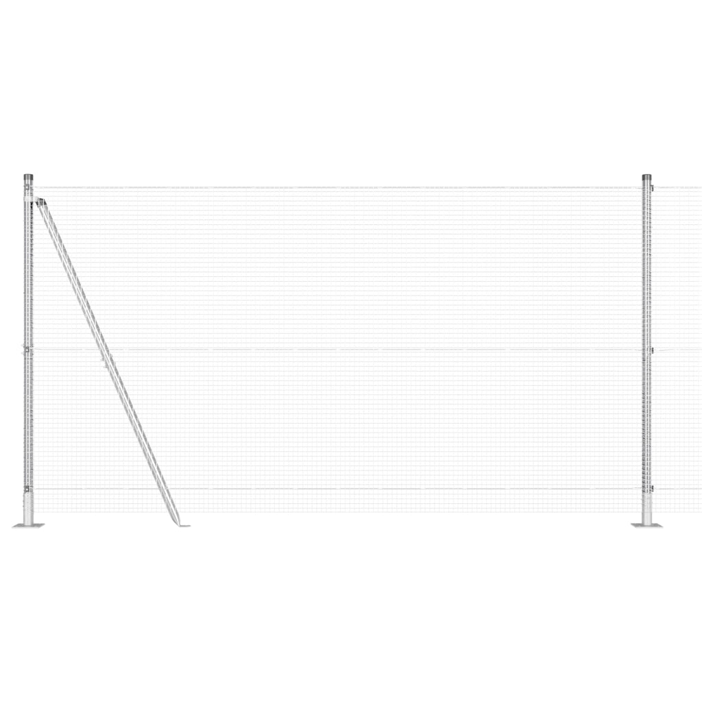 Recinzione in Filo Saldato con 7 Pali Flangiati 1,2x10 m Acciaio Zincato